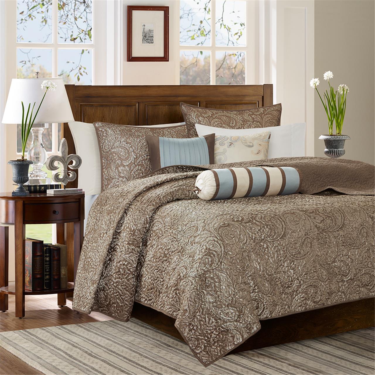 Madison Park Aubrey 6 Piece Reversible Coverlet Set | eBay