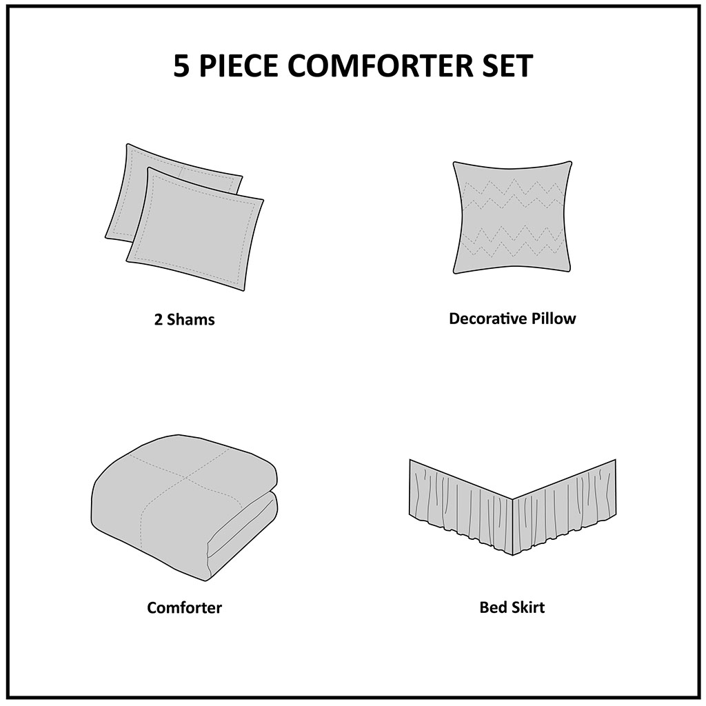 thumbnail 10 - Madison Park Celeste 5 Piece Comforter Set