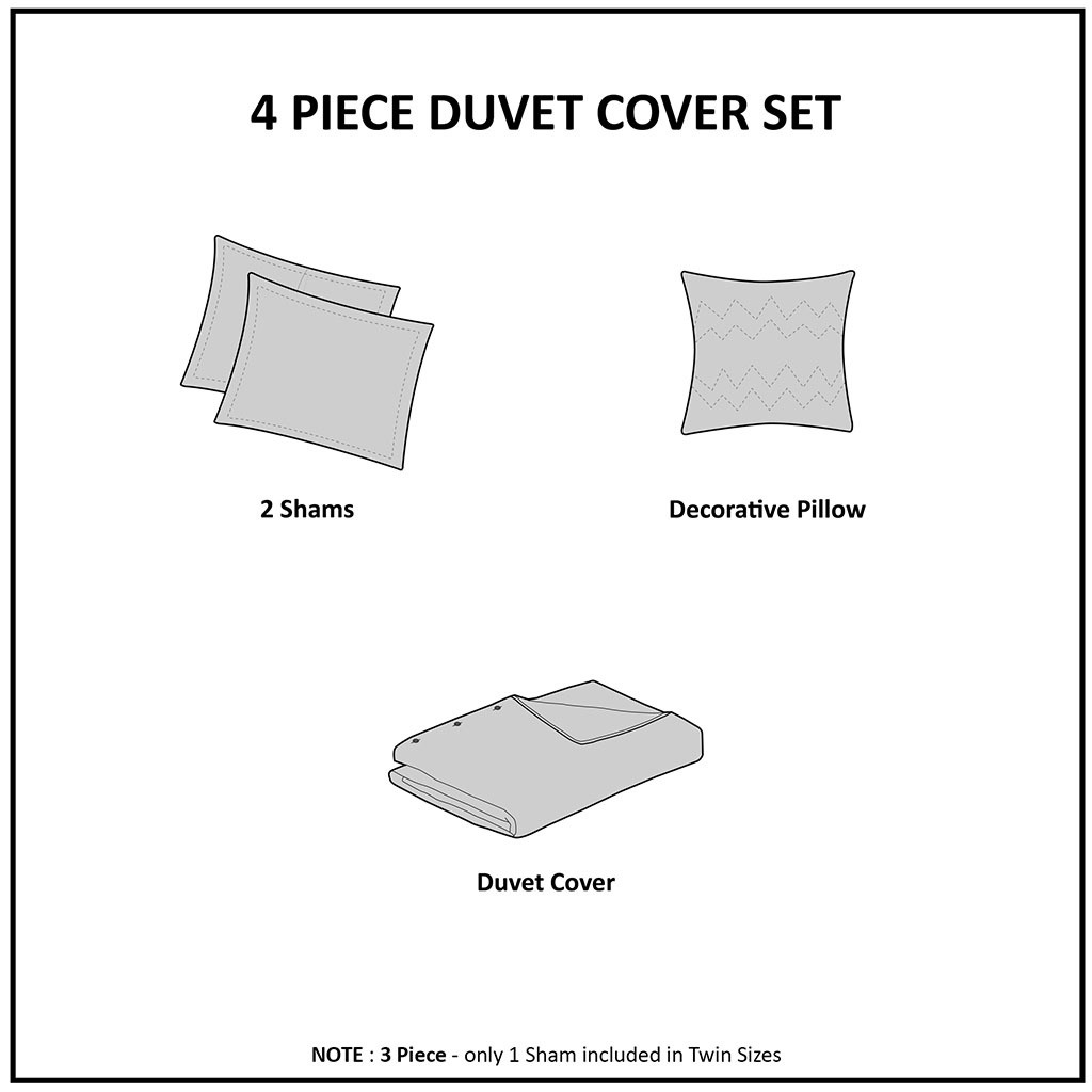 Madison Park Celeste 4 Piece 2-in-1 Duvet Set 