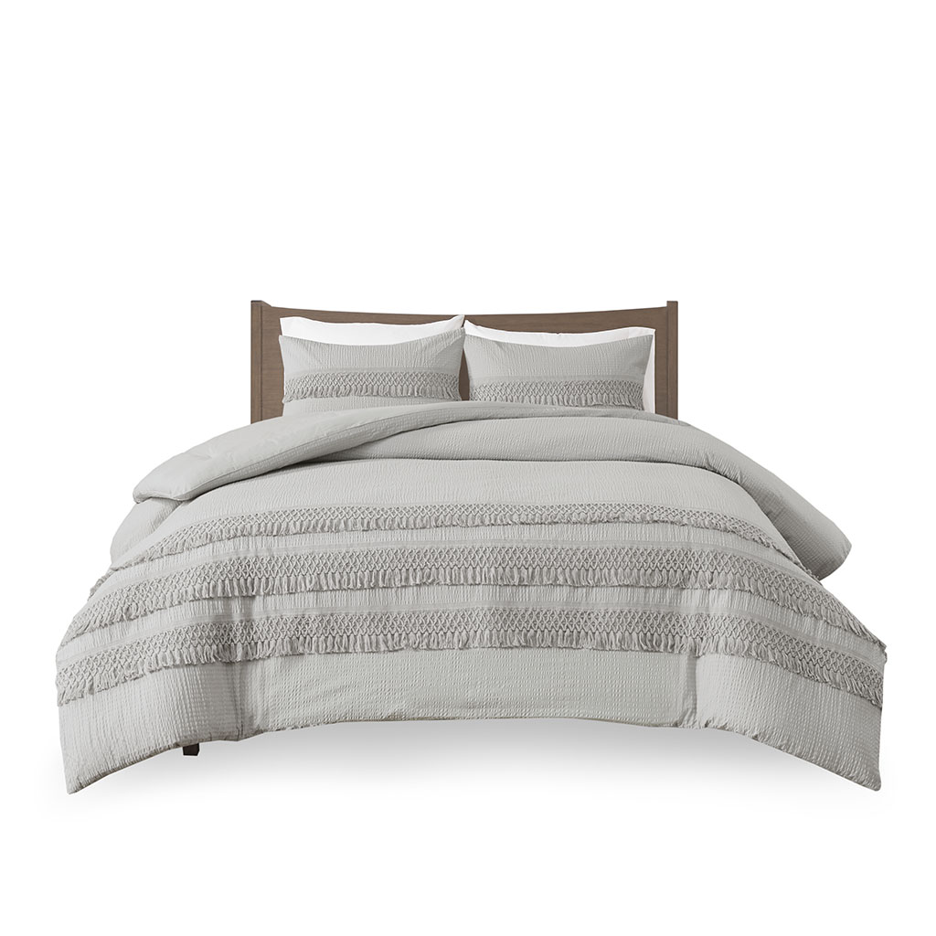 Madison Park Amaya 3 Piece Cotton Seersucker Comforter Set 
