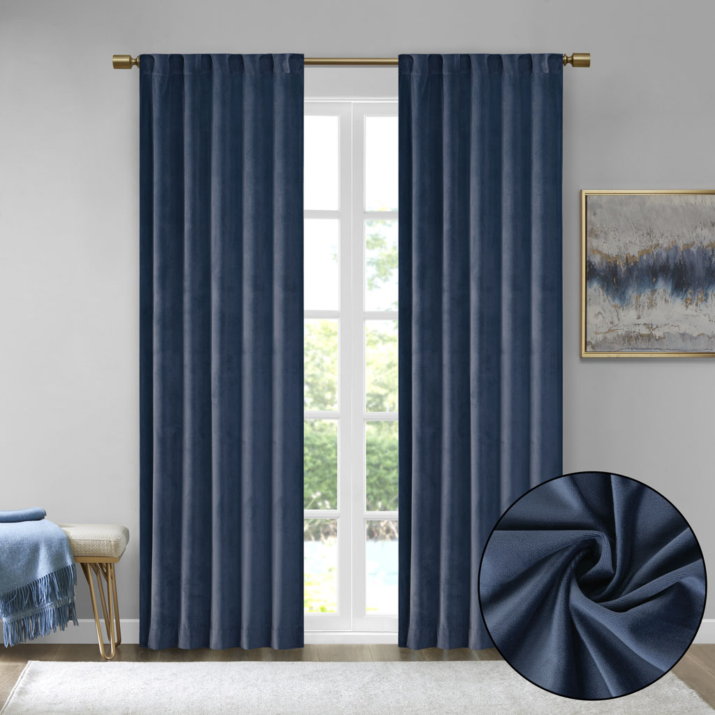 510 Design Colt Room Darkening Poly Velvet Rod Pocket/Back Tab Curtain Panel - Picture 27 of 53