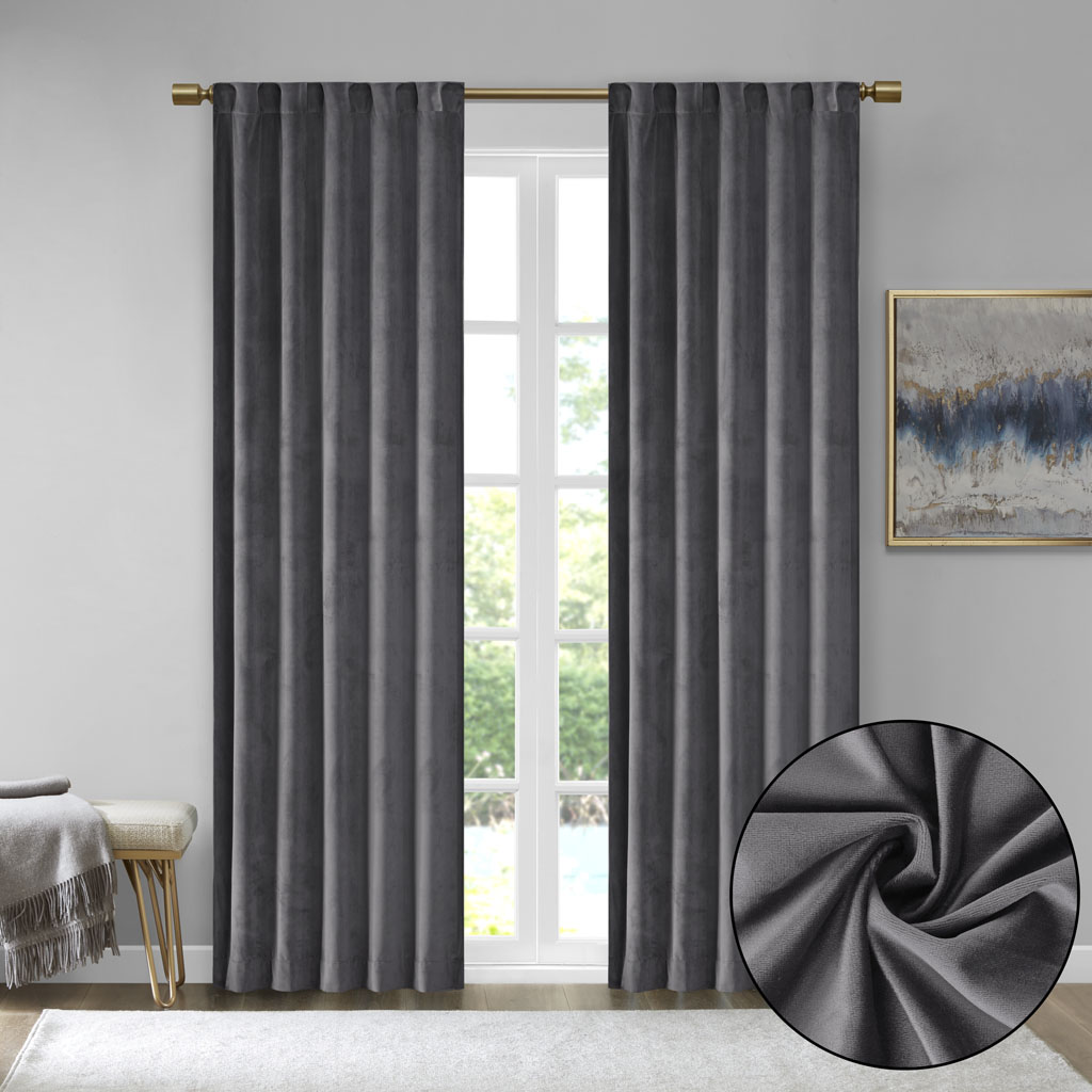 510 Design Colt Room Darkening Poly Velvet Rod Pocket/Back Tab Curtain Panel - Picture 7 of 53
