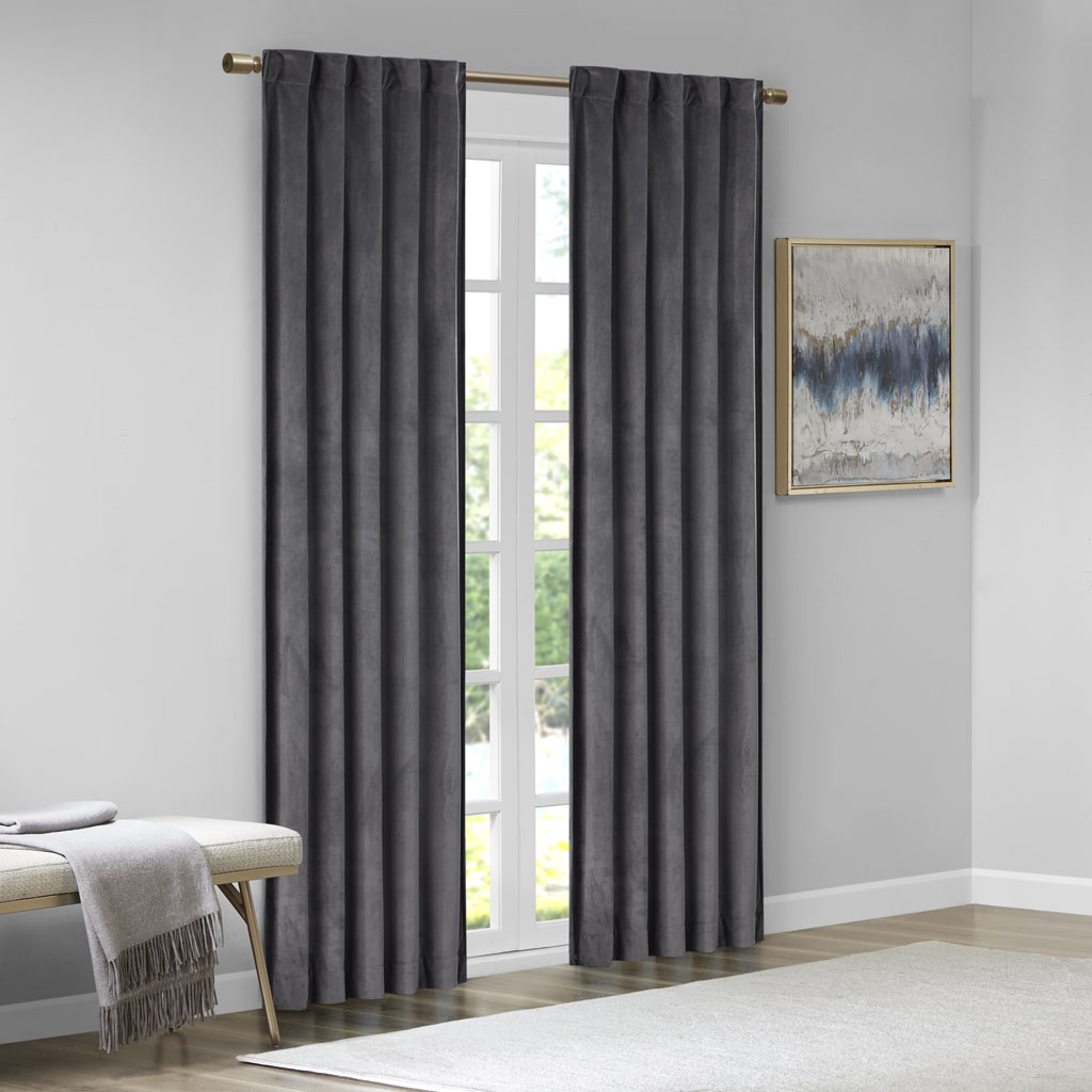 510 Design Colt Room Darkening Poly Velvet Rod Pocket/Back Tab Curtain Panel - Picture 10 of 53