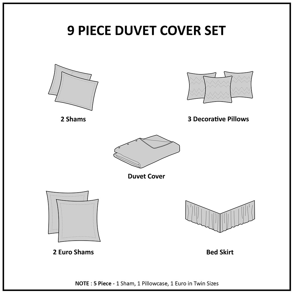 thumbnail 15  - Madison Park Dawn 9 Piece Cotton Percale Duvet Cover Set