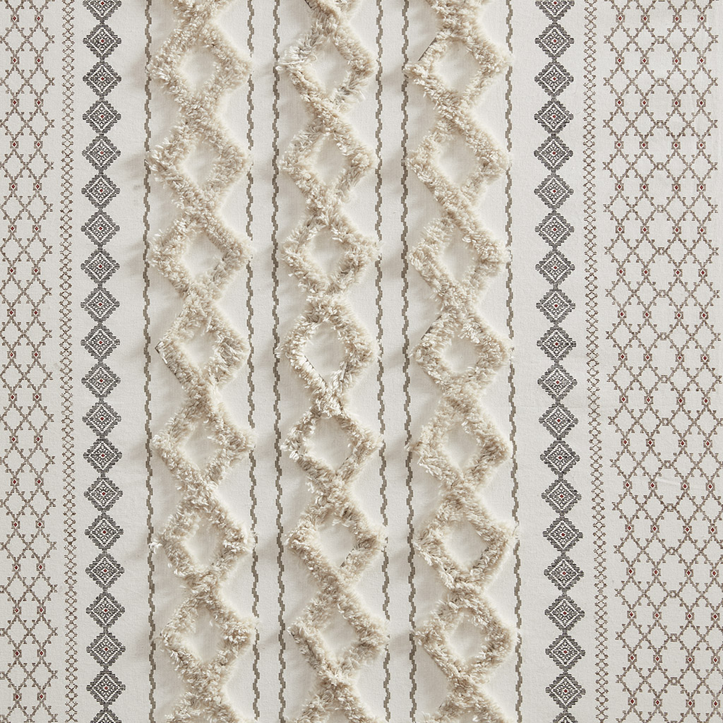INK+IVY 100% Cotton Printed Curtain Panel with Chenille Stripe Lining Home Decor - Picture 20 of 34