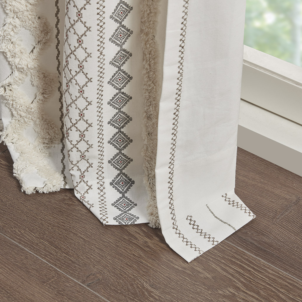 INK+IVY 100% Cotton Printed Curtain Panel with Chenille Stripe Lining Home Decor - Picture 19 of 34