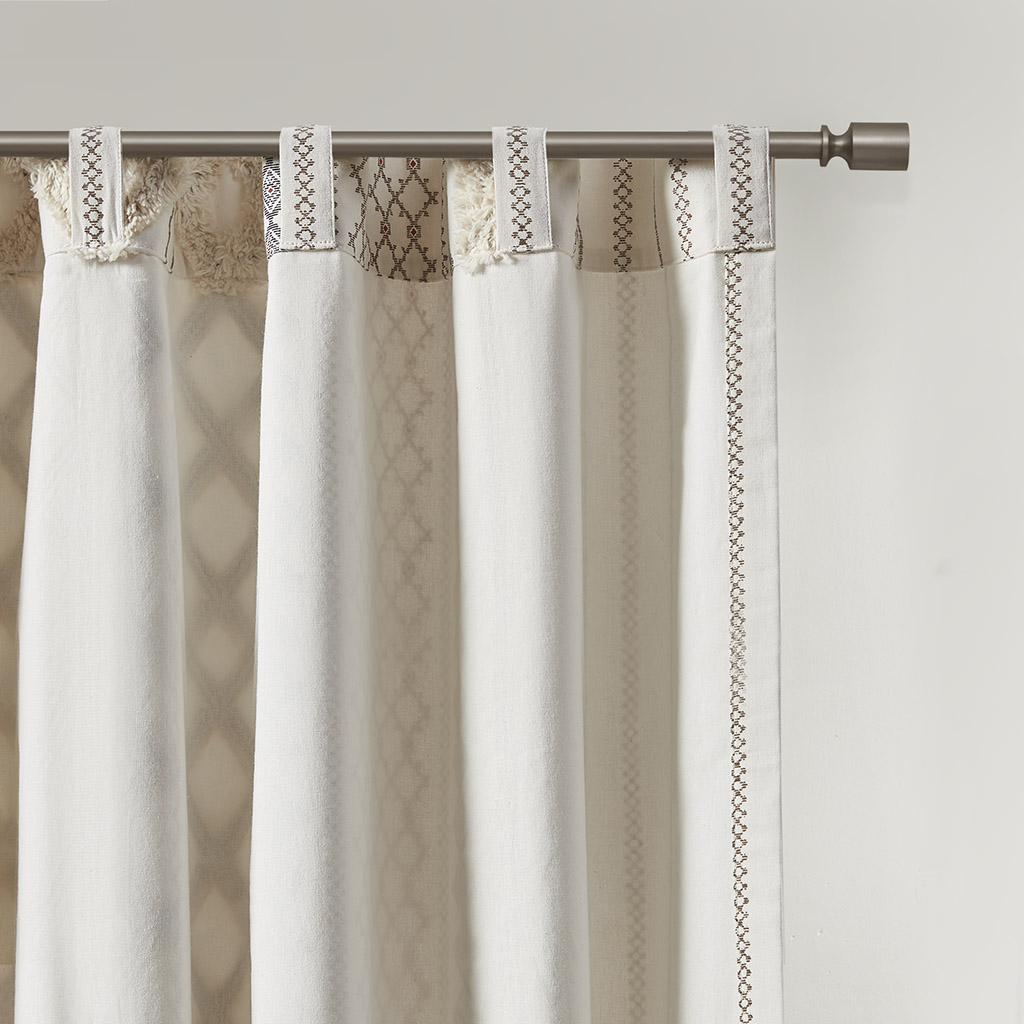 INK+IVY 100% Cotton Printed Curtain Panel with Chenille Stripe Lining Home Decor - Picture 18 of 34