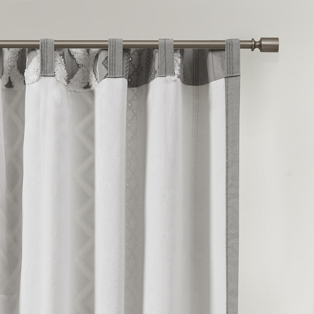 INK+IVY 100% Cotton Printed Curtain Panel with Chenille Stripe Lining Home Decor - Picture 6 of 34