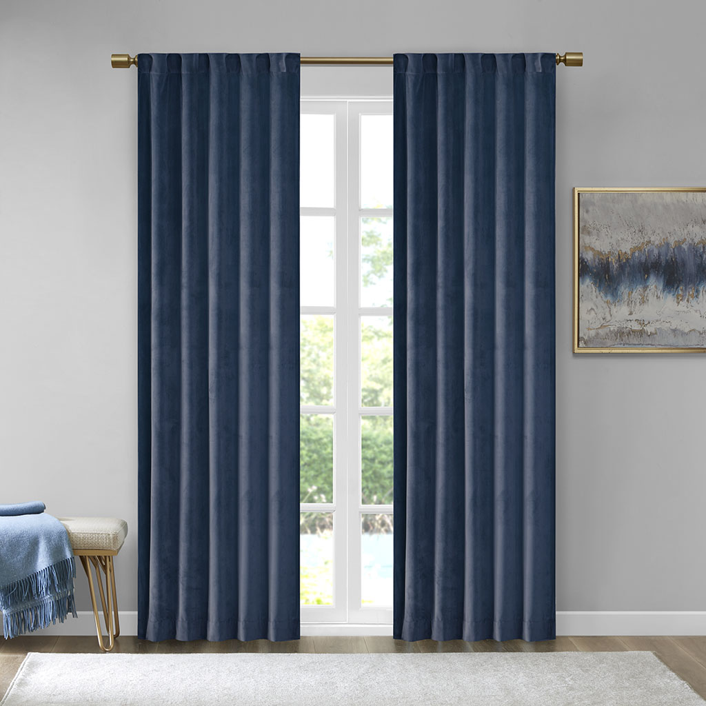 510 Design Colt Room Darkening Poly Velvet Rod Pocket/Back Tab Curtain Panel - Picture 22 of 53