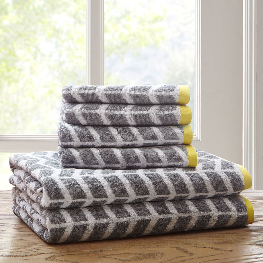 Everplush 6-Piece Grey Cotton Quick Dry Bath Towel Set (Diamond Jacquard  Towels) in the Bathroom Towels department at