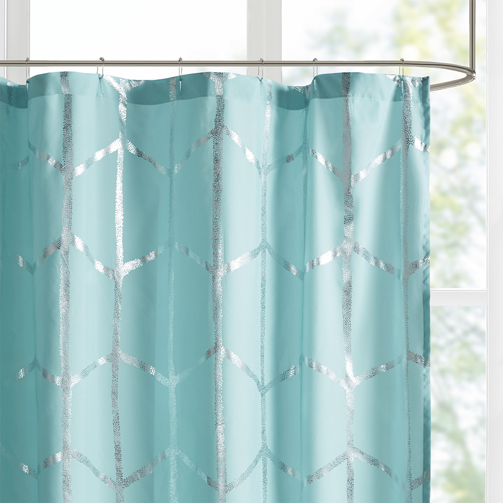 Intelligent Design Raina Printed Metallic Shower Curtain Blush & Gold 72" x 72" 