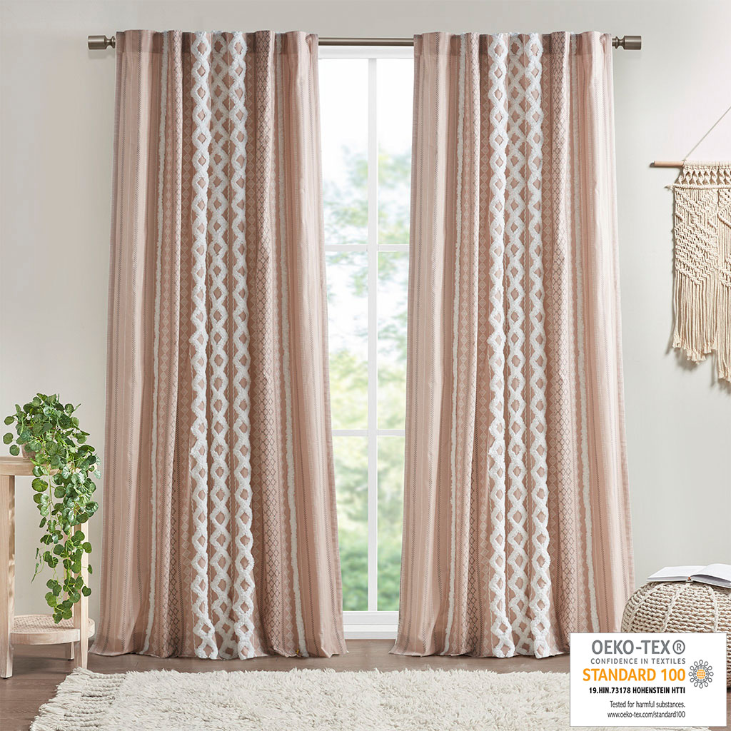INK+IVY 100% Cotton Printed Curtain Panel with Chenille Stripe Lining Home Decor - Picture 27 of 34