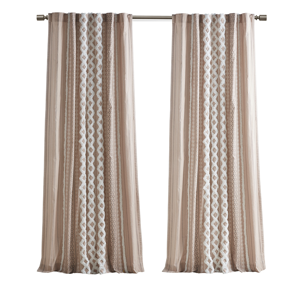 INK+IVY 100% Cotton Printed Curtain Panel with Chenille Stripe Lining Home Decor - Picture 26 of 34
