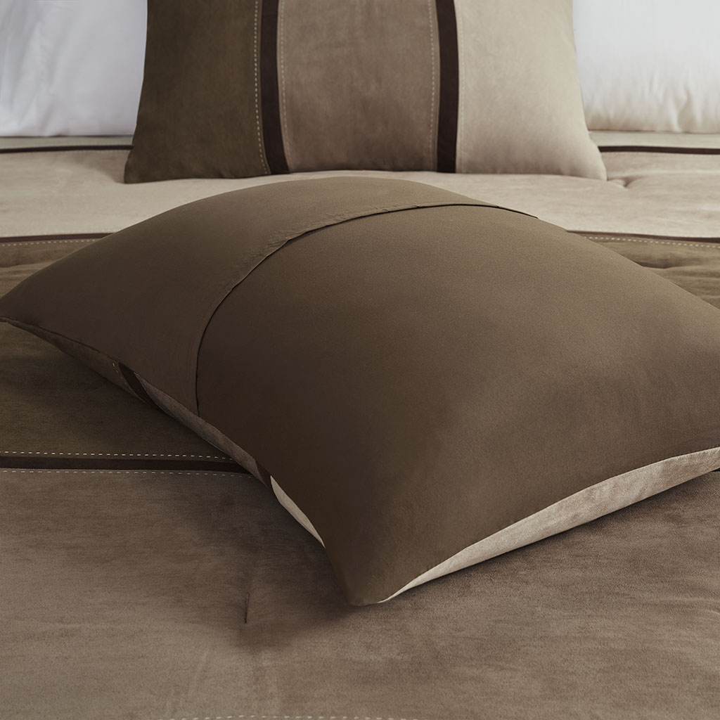 Brown for sale online Madison Park Mp10-4025 Polyester Solid Pieced 7pcs Comforter Set 