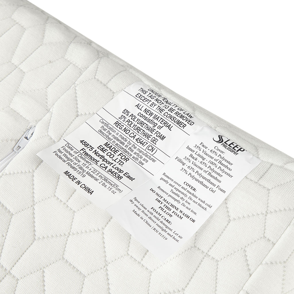 Flexapedic by Sleep Philosophy Gel Memory Foam Pillow with Cooling Cover - White