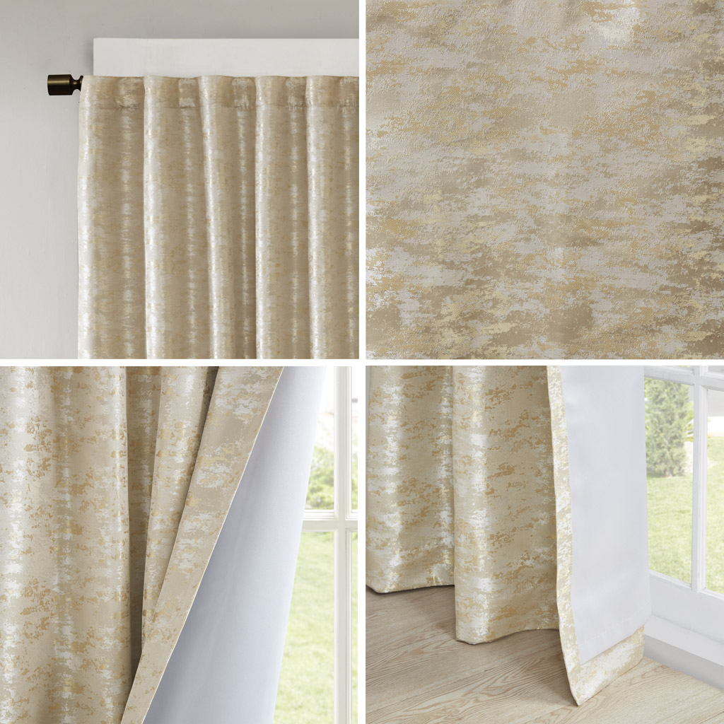 Fashion Jacquard Dual Face Lined Total Blackout Rod Pocket/Back Tab Window Panel - Picture 6 of 25