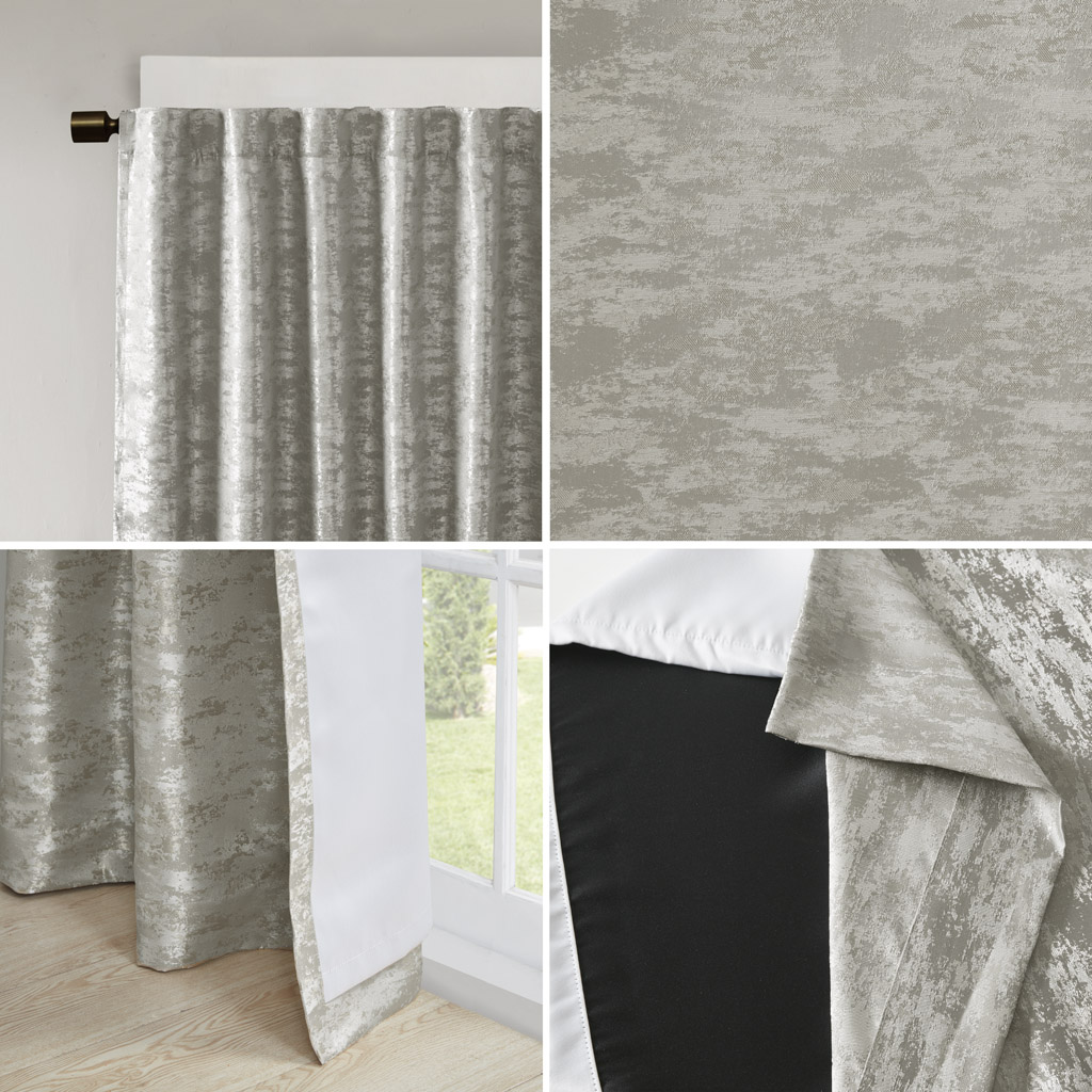 Fashion Jacquard Dual Face Lined Total Blackout Rod Pocket/Back Tab Window Panel - Picture 18 of 25