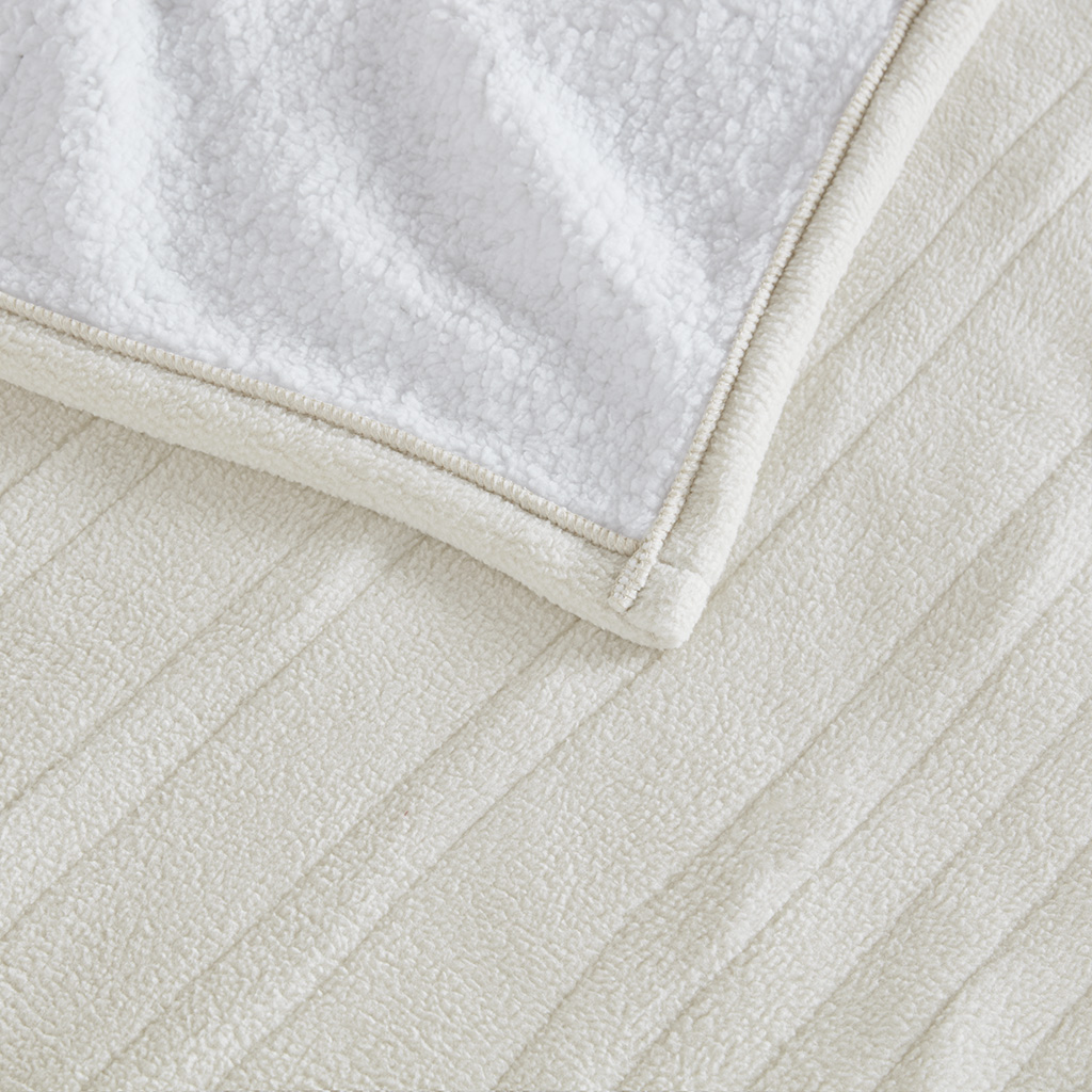 Serta Polyester And Cotton Fleece To Sherpa Heated Queen Blanket ST54