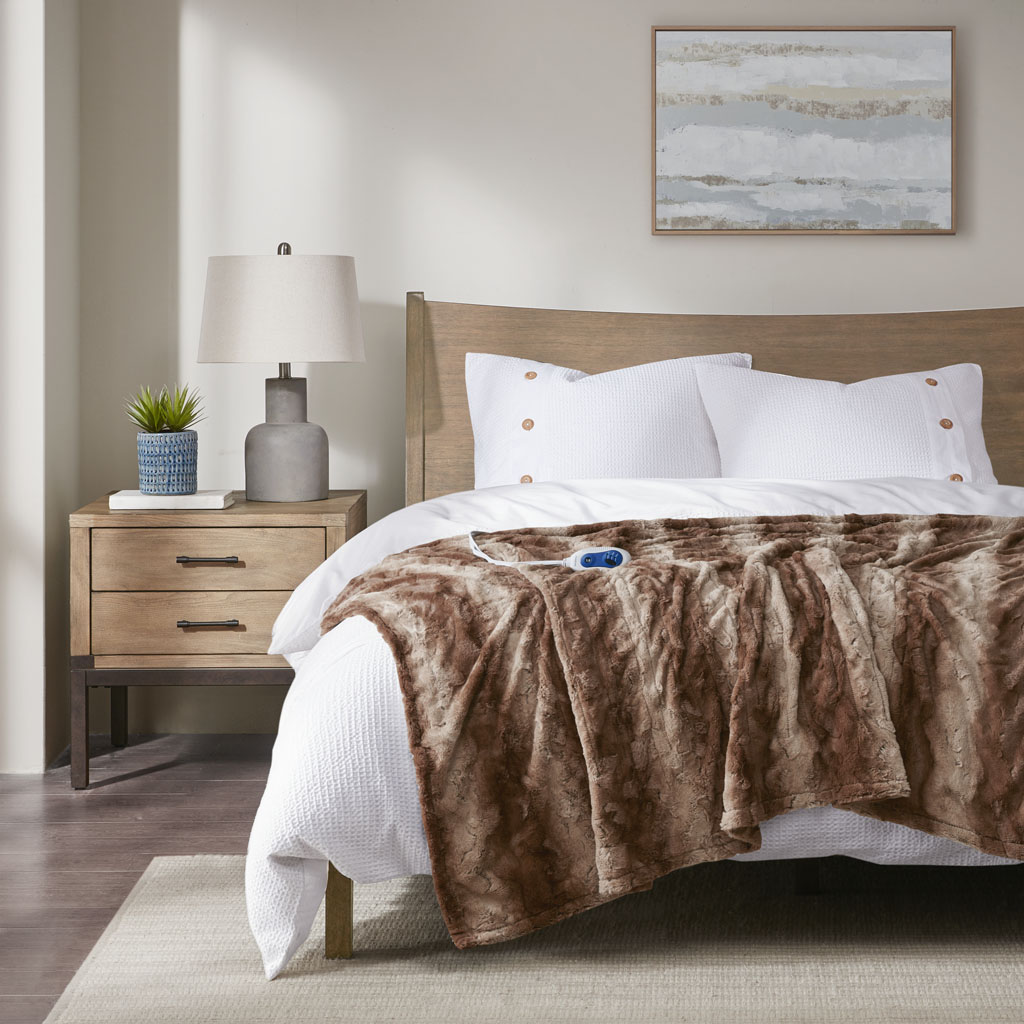 Beautyrest Zuri Oversized Faux Fur Heated Throw eBay