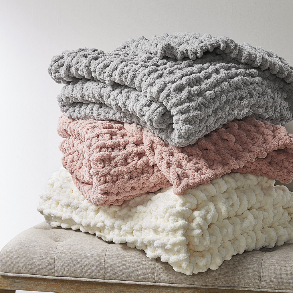 Madison Park Chenille Chunky Knit Throw eBay